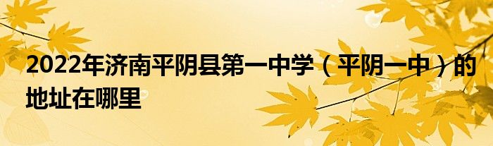 2022年济南平阴县第一中学平阴一中的地址在哪里