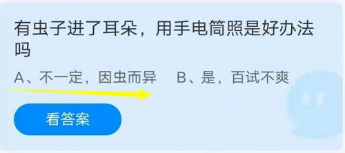 蚂蚁庄园8月19日答案最新 有虫子进了耳朵用手电筒照是好办法吗