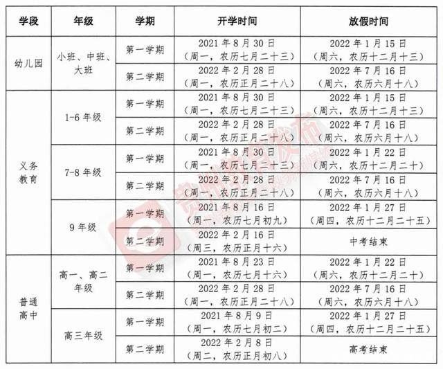 2021黔南中小学暑假开学时间几月几号