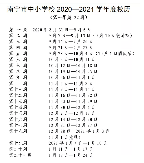 2022年南宁中小学寒假开学时间是什么时候