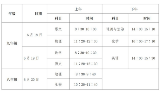 邵阳中考时间