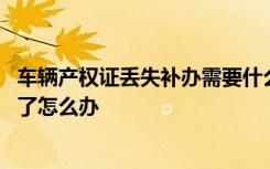 车辆产权证丢失补办需要什么手续 车辆产权证车辆产权证丢了怎么办