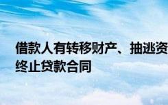 借款人有转移财产、抽逃资金,以逃避债务行为的,商业有权终止贷款合同