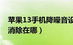 苹果13手机降噪音设置在哪里（苹果13噪音消除在哪）