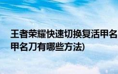 王者荣耀快速切换复活甲名刀方法 (王者荣耀快速切换复活甲名刀有哪些方法)