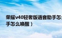 荣耀v40轻奢版语音助手怎么唤醒（荣耀v40轻奢版语音助手怎么唤醒）