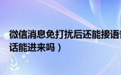 微信消息免打扰后还能接语音电话吗（微信免打扰了语音电话能进来吗）