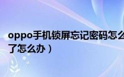 oppo手机锁屏忘记密码怎么解（oppo怎么解锁锁屏密码忘了怎么办）