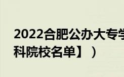 2022合肥公办大专学校有哪些（【教育部专科院校名单】）