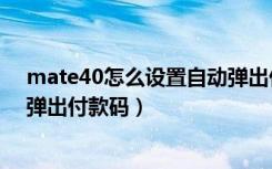 mate40怎么设置自动弹出付款码（mate40怎么设置自动弹出付款码）