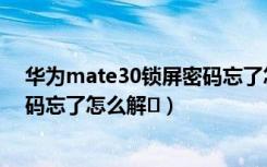 华为mate30锁屏密码忘了怎么解锁（华为mate30锁屏密码忘了怎么解�）