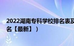 2022湖南专科学校排名表及分数线（2022湖南专科学校排名【最新】）