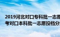 2019河北对口专科批一志愿投档分数线统计（2018河北高考对口本科批一志愿投档分数线）