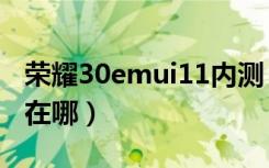 荣耀30emui11内测（EMUI11内测申请入口在哪）