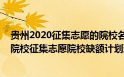 贵州2020征集志愿的院校名单（贵州2022高考第二批本科院校征集志愿院校缺额计划理工类）