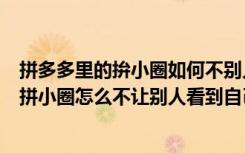 拼多多里的拚小圈如何不别人看到自己买的东西（拼多多的拼小圈怎么不让别人看到自己买的东西）