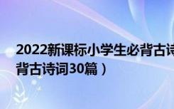 2022新课标小学生必背古诗词160首（2022年高考语文必背古诗词30篇）