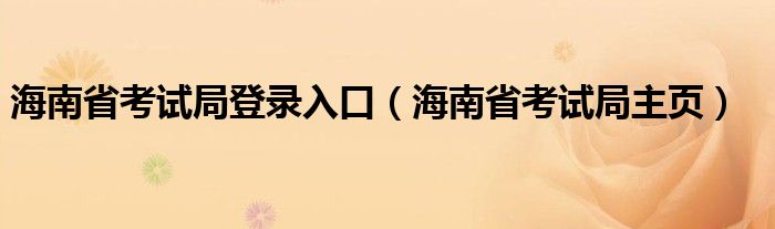 海南省考試局登錄入口(海南省考試局主頁)_東南教育網