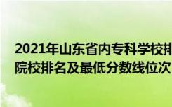 2021年山东省内专科学校排名及分数线（2022年山东专科院校排名及最低分数线位次）