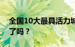 全国10大最具活力城市出炉，你的城市上榜了吗？