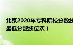 北京2020年专科院校分数线（2022年北京专科院校排名及最低分数线位次）