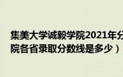 集美大学诚毅学院2021年分数线（2022年集美大学诚毅学院各省录取分数线是多少）