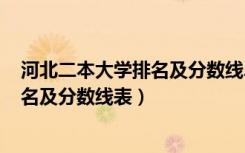 河北二本大学排名及分数线2021年（2022河北二本大学排名及分数线表）