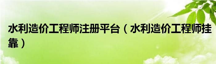 水利造價工程師註冊平臺水利造價工程師掛靠