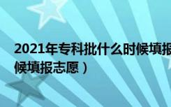 2021年专科批什么时候填报志愿（2022高考专科批什么时候填报志愿）