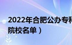 2022年合肥公办专科学校有哪些（最新高职院校名单）