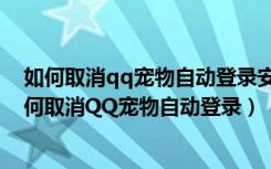 如何取消qq宠物自动登录安装（不让qq宠物登录的方法如何取消QQ宠物自动登录）