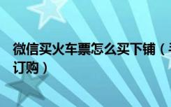 微信买火车票怎么买下铺（手机微信软件中下铺火车票怎么订购）