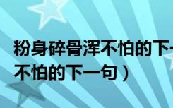 粉身碎骨浑不怕的下一句是什么（粉身碎骨浑不怕的下一句）