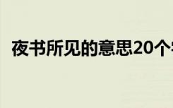 夜书所见的意思20个字（夜书所见的意思）