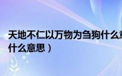 天地不仁以万物为刍狗什么意思啊（天地不仁 以万物为刍狗什么意思）