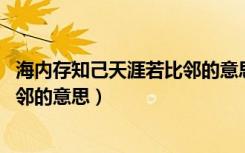 海内存知己天涯若比邻的意思是什么（海内存知己 天涯若比邻的意思）