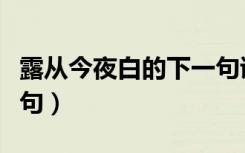 露从今夜白的下一句诗句（露从今夜白的下一句）