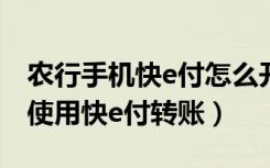 农行手机快e付怎么开通（手机农行掌上怎么使用快e付转账）