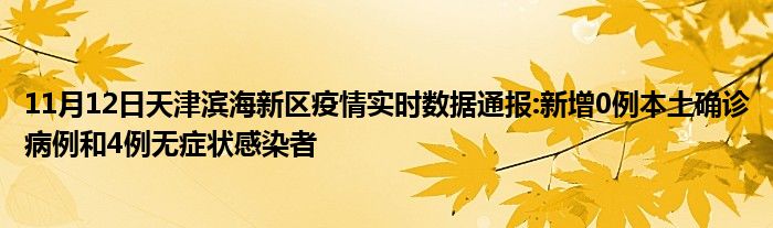 11月12日天津滨海新区疫情实时数据通报:新增0例本土确诊病例和4例无