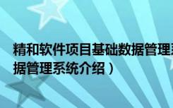 精和软件项目基础数据管理系统（关于精和软件项目基础数据管理系统介绍）