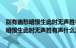 别有幽愁暗恨生此时无声胜有声是什么意思（诗句别有幽愁暗恨生此时无声胜有声什么意思）