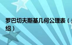 罗巴切夫斯基几何公理表（关于罗巴切夫斯基几何公理表介绍）