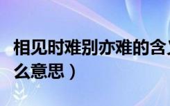 相见时难别亦难的含义（相见时难别亦难是什么意思）