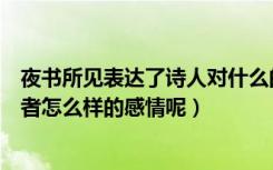 夜书所见表达了诗人对什么的之情（夜书所见古诗写出了作者怎么样的感情呢）