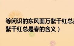 等闲识的东风面万紫千红总是春的意思（等闲识的东风面万紫千红总是春的含义）