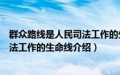 群众路线是人民司法工作的生命线（关于群众路线是人民司法工作的生命线介绍）