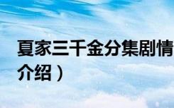 夏家三千金分集剧情（夏家三千金1-3集剧情介绍）