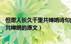 但愿人长久千里共婵娟诗句的意思是什么（但愿人长久千里共婵娟的原文）