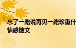 忘了一路说再见一路珍重什么歌 这一路,我只是忘了忘记你情感散文