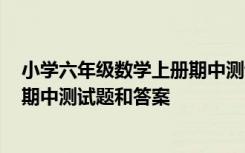 小学六年级数学上册期中测试题2020 小学六年级上册数学期中测试题和答案